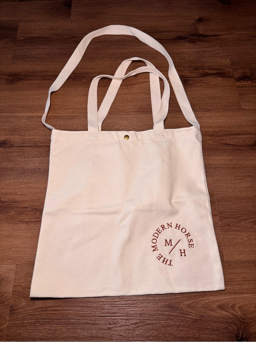 NWOT Modern Horse Cream Canvas Tote Bag with Logo